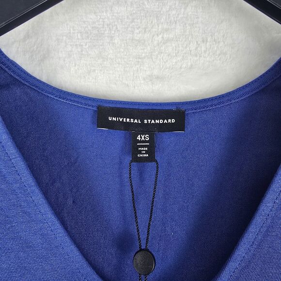 Universal Standard Rayon Jersey Elbow Sleeve V-Neck Top Mazarine Blue 4XS (0-00) - Picture 6 of 12